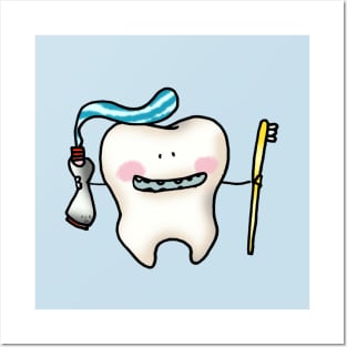 funny tooth cartoon Posters and Art